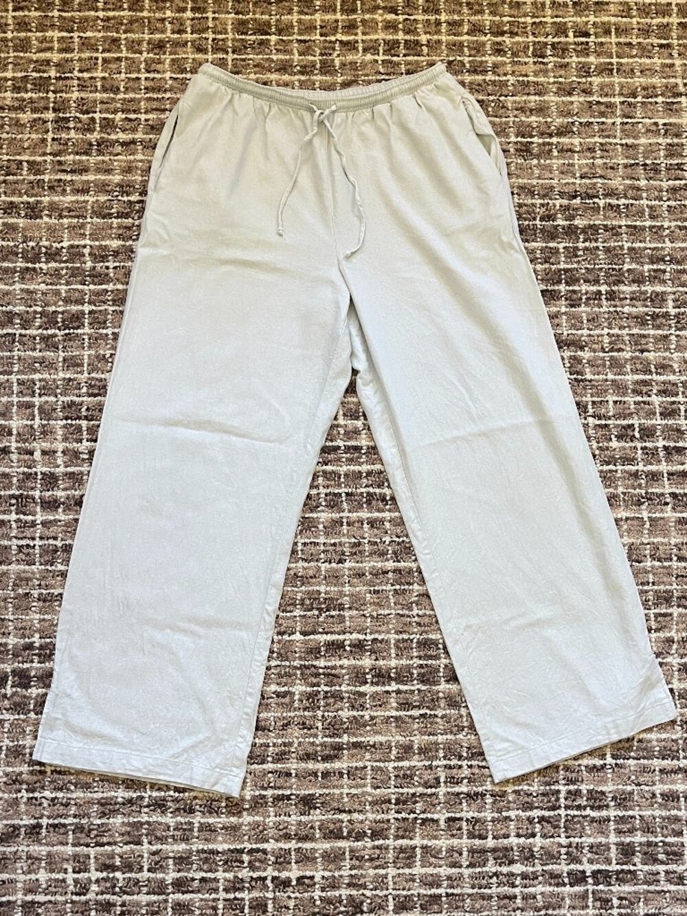 Beige Linen Blend High Rise Flowy Pants Size Medium